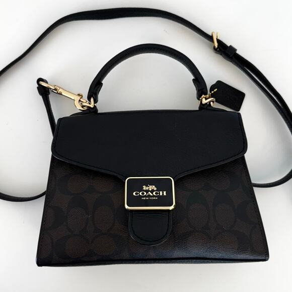 Coach Pepper Satchel In Signature Canvas Leather Crossbody Handbag Satchel C7226 - Picture 3 of 14